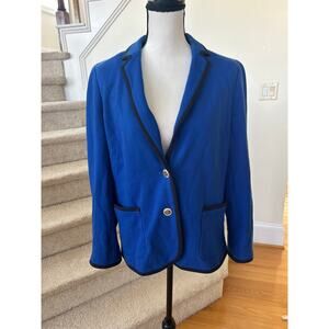 Talbots Cobalt Blue & Navy Aberdeen Cotton Two Button Blazer